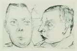 Max Beckmann, Zwei Autooffiziere, 1915, Drypoint