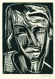 Karl Schmidt-Rottluff, Mädchenkopf, 1923, Woodcut