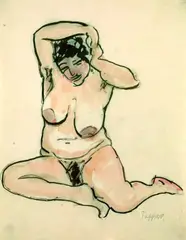 Georg Tappert, Weiblicher Akt (Betty), 1913, Indian ink brush