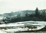 Blick auf Göraner Anger by Klaus Fußmann, 1985, Watercolour, sold Oct 2003