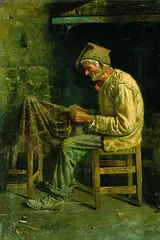 Giulio Amodio, Der Netzflicker, Oil on canvas