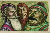 A. Paul Weber, Eulenspiegel, George Bernhard Shaw und Josef Stalin, 1949, Lithograph