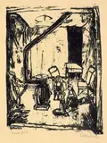 Erich Heckel, Kinder am Ofen, 1916, Lithograph