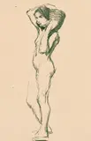 Hans Purrmann, Stehender weiblicher Akt, 1910, Pencil drawing