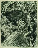 Ernst Barlach, 2 Bll.: Legende 3 (Riesenbildnis). Der getreue Eckart I (Die Unholden II), 1924, Lithograph