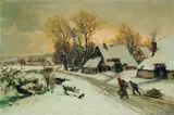 Karl (Carl) Schultze, Winterliche Dorfansicht, Oil on canvas