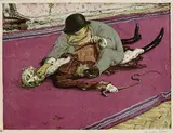 A. Paul Weber, Her mit dem Goldzahn!, 1952, Lithograph printed in colours