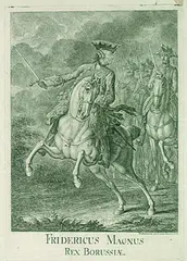 Daniel Nikolaus Chodowiecki, Friedrich der Große zu Pferde, 1758, Etching