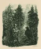 Alfred Kubin, 3 Bll.: Begegnung im Wald. Rettung. Tatzelwürmer, 1932, Lithograph