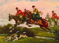 Angelo Jank, Die Parforcejagd, Oil on canvas