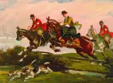 Angelo Jank, Die Parforcejagd, Oil on canvas