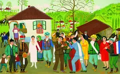 Janko Brašić, Serbische Bauernhochzeit, 1968, Oil on canvas