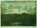 Horst Janssen, Lamme bei Peterwitz, 1993, Colour etching