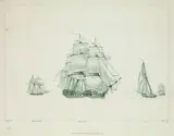 Nicolas Pocock, Nach - 6 Bll. Verschiedene Segelschiffstypen auf einem Blatt (Folge), 1815, Etching