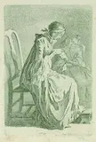 Daniel Nikolaus Chodowiecki, Die beiden sitzenden Damen, 1758, Etching