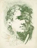 Wilhelm Reuter, Kopf eines Jünglings mit lockigem Haar, 1805, Lithograph