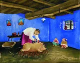 Ivan Večenaj, Vater schlachtet ein Schwein, 1962, Oil on canvas