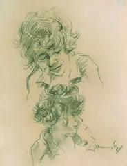 Weibliche Kopfstudien by Bruno Krauskopf, 1920, Pencil drawing, sold Oct 2003