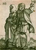 Hans Sebald Beham, Ein nach links gehendes Paar, 1530, Copper engraving