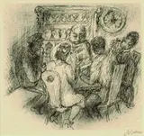 Alfred Kubin, 2 Bll.: Disput. Das Testament, 1940, Lithograph