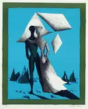Mac Zimmermann, Liebespaar mit Himmelskörpern, 1966, Lithograph printed in colours