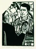 17. Jahresblatt: Gespräch by Erich Heckel, 1947, Woodcut, sold Oct 2003