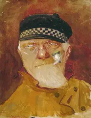 Carl Becker, 2 Bll.: Brustbildnis eines Fischers mit Pfeife. Porträt "Old Yachtman", Watercolour