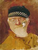 Carl Becker, 2 Bll.: Brustbildnis eines Fischers mit Pfeife. Porträt "Old Yachtman", Watercolour