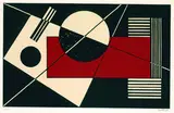 Sándor Bortnyik, Komposition Schwarz-Rot, Silkscreen printed in colours