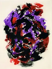Alfred Manessier, Rot und Violett, 1975, Aquatint printed in colours