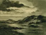 Hans Peter Feddersen, Wanderdüne bei List/Sylt, 1928, Charcoal drawing