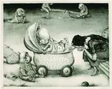 A. Paul Weber, 2 Bll.: Nach uns die Mutation. Der Nachkomme, 1957, Lithograph