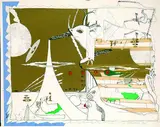 Vogellandschaft - Gemeinschaftsarbeit by Dieter Roth & Stefan Wewerka, 1970, Silkscreen printed in colours, sold Oct 2003