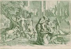 Pietro Testa, Thetis taucht den jungen Achilles in das Wasser des Styx, um ihn unverwundbar zu machen, Copper engraving