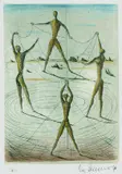 Mac Zimmermann, Figurengruppe, 1970, Colour etching
