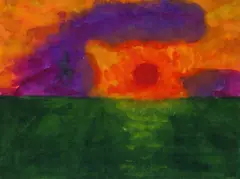 Emil Nolde, Rote, tiefstehende Sonne (über grüner Marschlandschaft), 1920, Watercolour