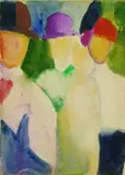 August Macke, Zwei Männer mit Frau (klein), 1913, Watercolour