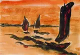 Emil Nolde, Drei Dschunken, 1913, Watercolour