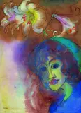 Emil Nolde, Frauenporträt mit Lilie, 1930, Watercolour