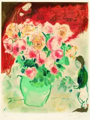 Le Bouquet by Marc Chagall, 1955, Farblithografie auf Arches (Wasserzeichen), sold Jun 2003