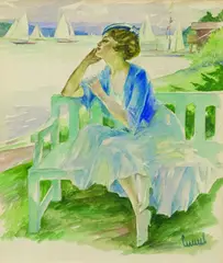 Edward Cucuel, Regatta, 1920, Watercolour
