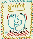 Pablo Picasso, Tête de Roi, 1951, Lithograph printed in colours