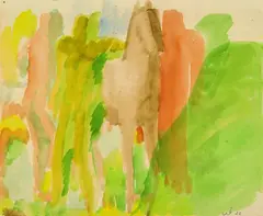 Walter Wörn, Menschen mit Pferd, 1922, Watercolour