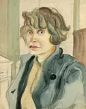 Elfriede Lohse-Wächtler, Im blauen Kittel - Selbstporträt IV, 1929, Watercolour