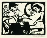 Zwei Mädchen im Atelier by Erich Heckel, 1910, Woodcut, sold Jun 2003