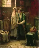 Edward Portielje, Abschiedsszene, Oil on panel