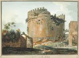 Giovanni Volpato, Veduta del Sepolcro di Cecilia Metella. Das Grabmal der Cecilia Metella bei Rom
