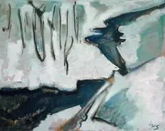 Thinnebach by Werner Scholz, 1964, Oil on fibreboard, sold Jun 2003