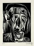 Karl Schmidt-Rottluff, Kopf eines Mannes, 1922, Woodcut