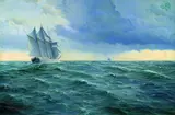 Johannes Holst, Schoner auf hoher See, 1911, Oil on canvas